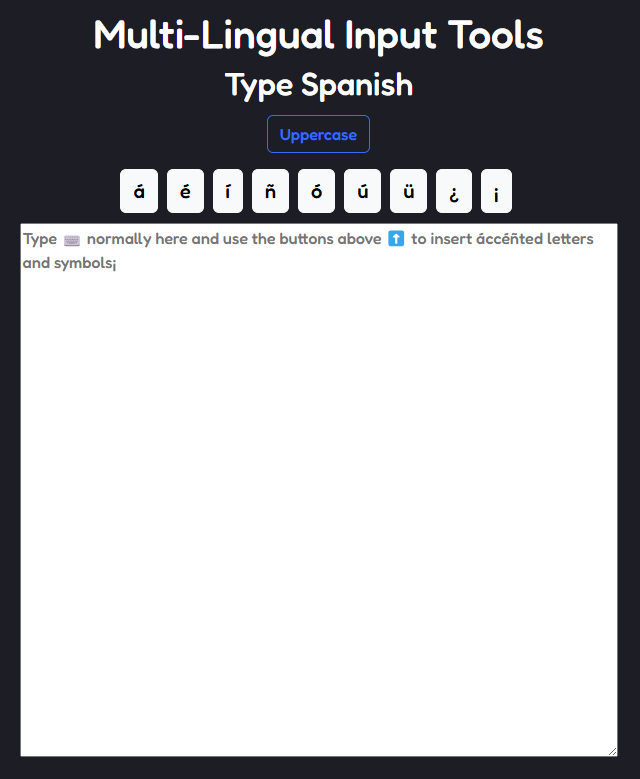 The Full Typing Area page