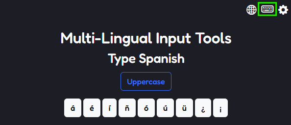 The keyboard icon highlighted in the popup